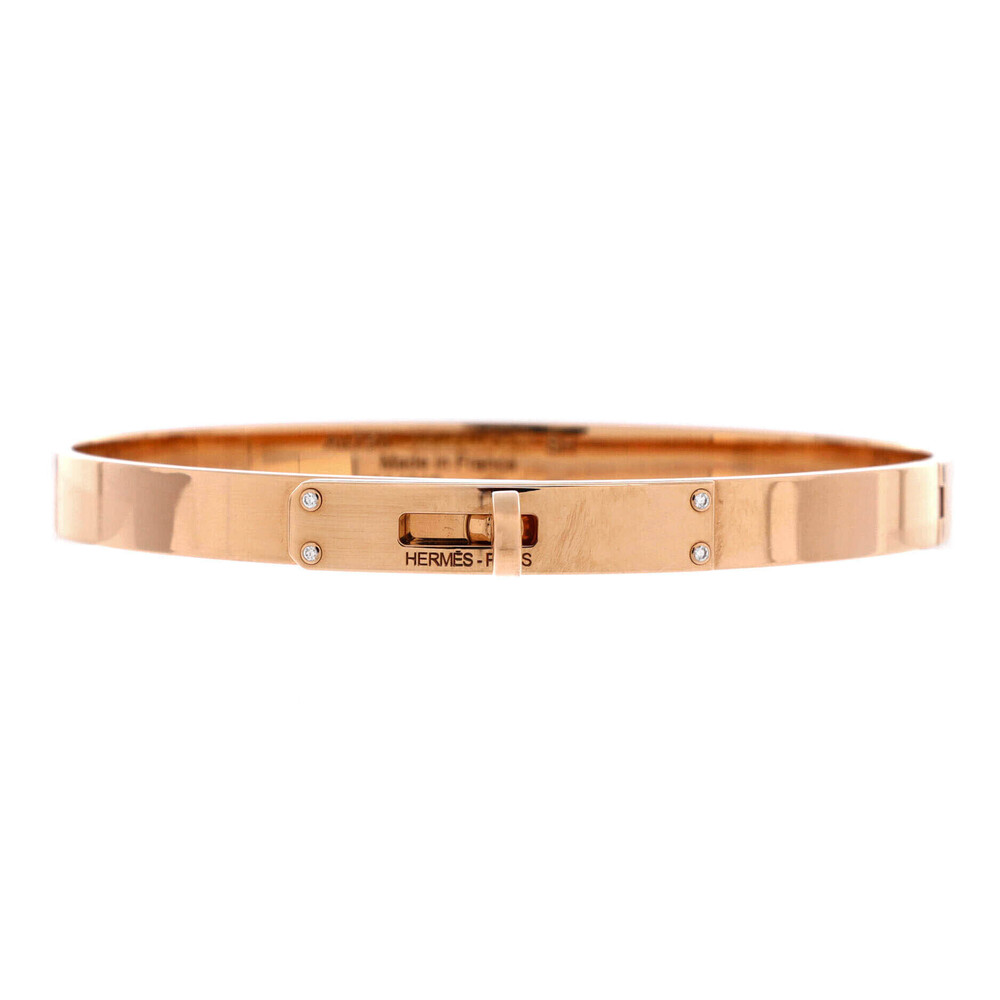 Hermes Small Kelly Bracelet 18K Rose Gold with 4 Diamonds
